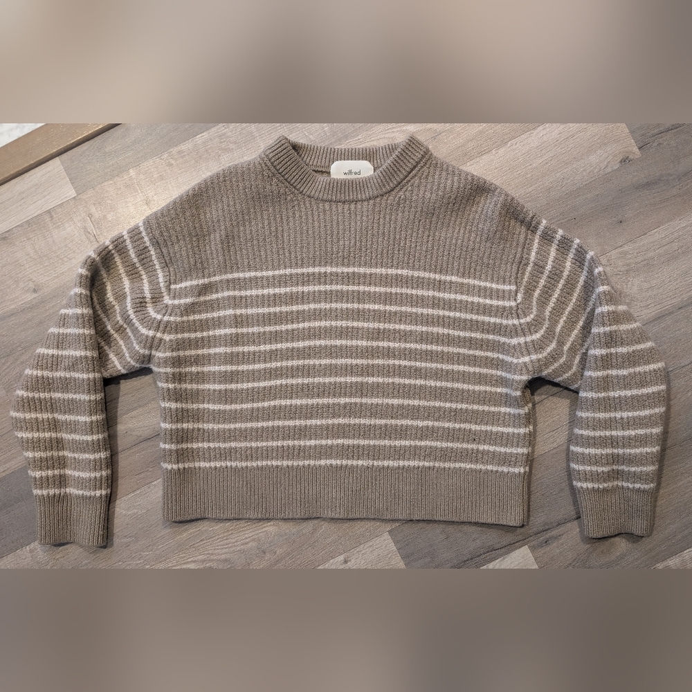 Wilfred Brown and White Crop Striped Sweater